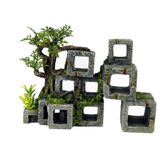Classic Ornament - Cube Concrete Swim through with plants